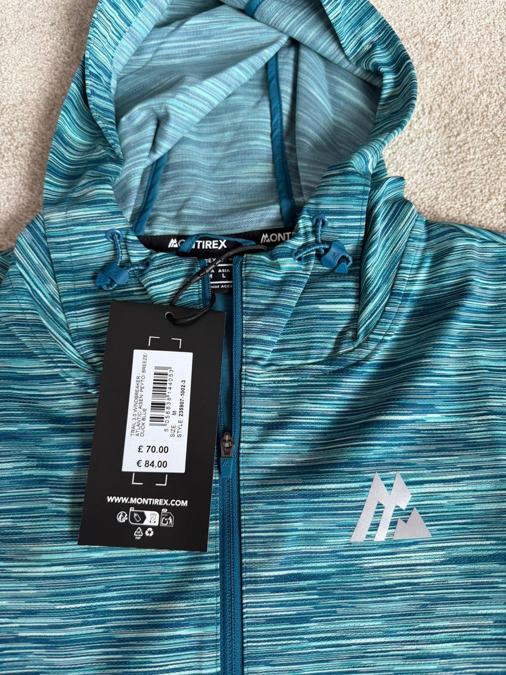 Montirex Trail windbreaker & Dri Fit T-Shirt set. Size Medium
