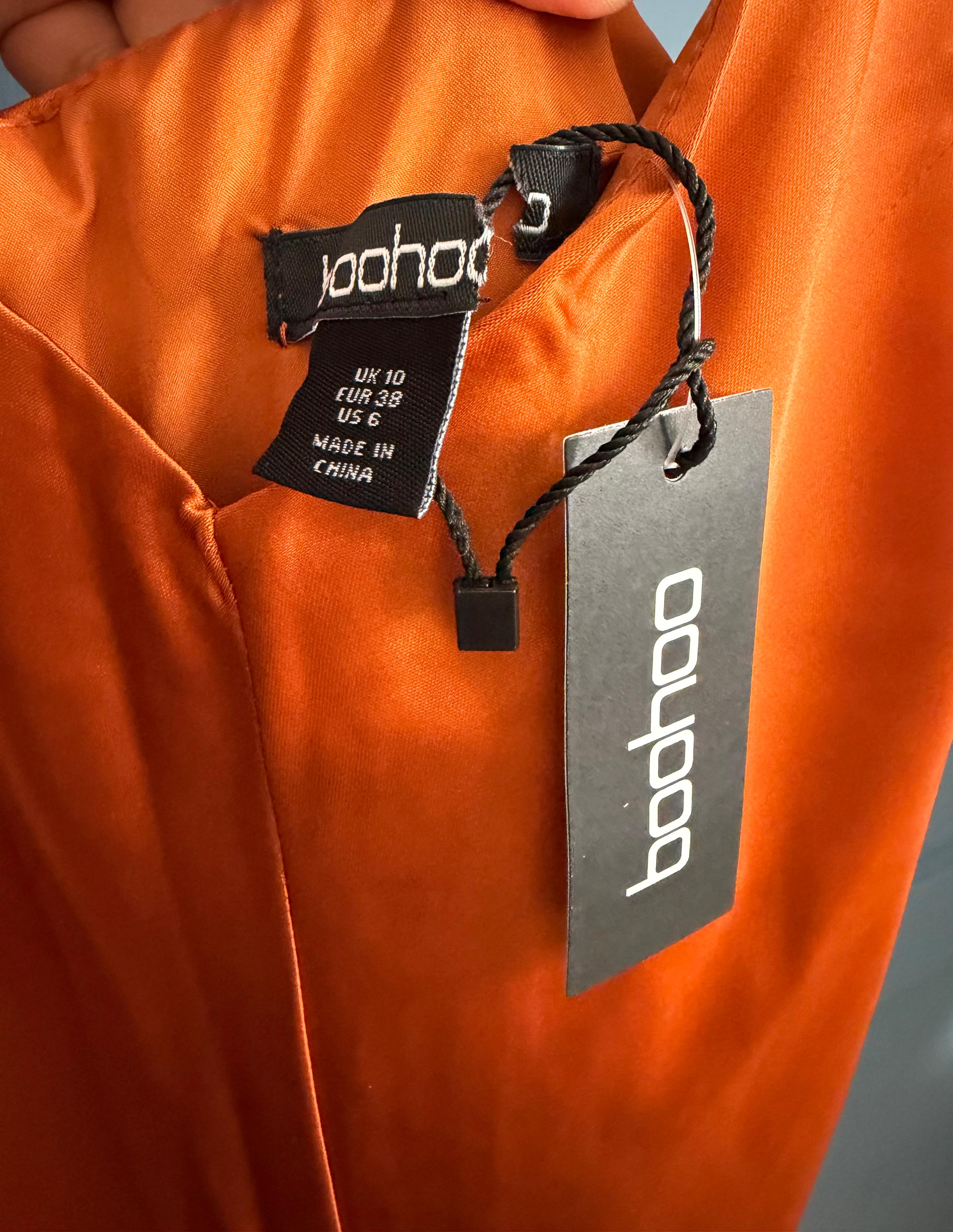 Boohoo Burnt orange Satin Dress size 10
