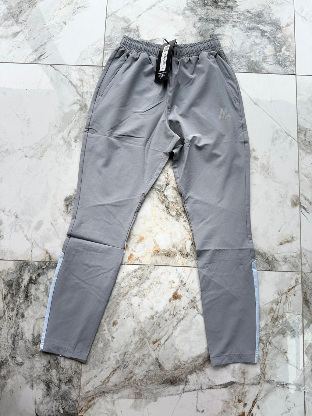 Montirex Men's Grey/Light Blue Polyester Track Pants Pockets MENS XS