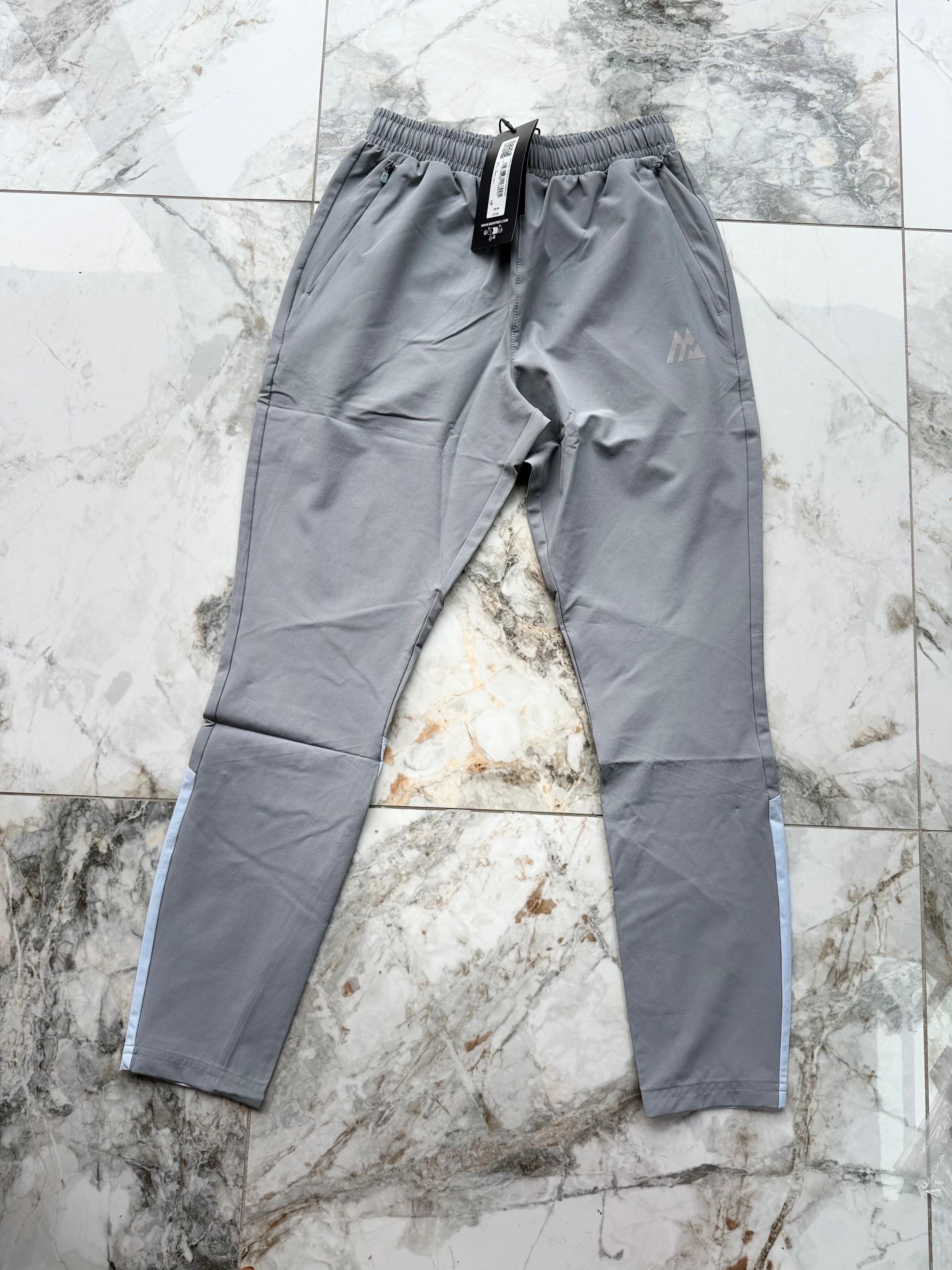 Montirex Men's Grey/Light Blue Polyester Track Pants Pockets MENS XS