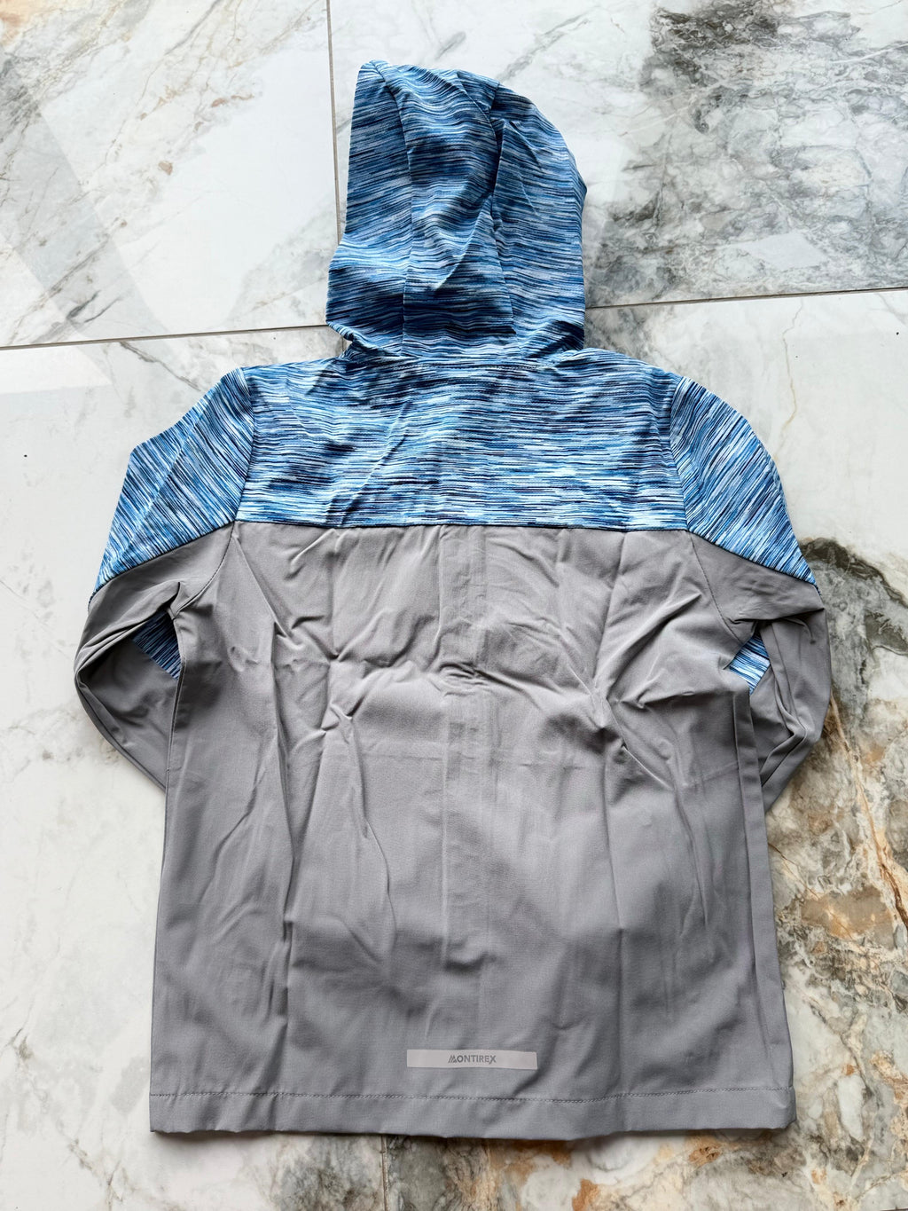 Montirex BOYS B Trail Hooded Full Zip Windbreaker Jacket Blue/Grey XS