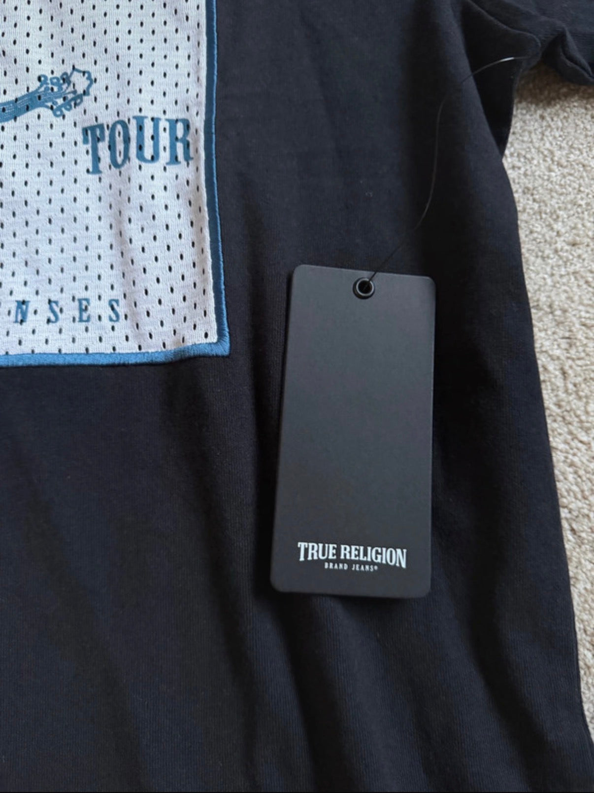 True Religion Men’s Black Logo Graphic Print Crew Neck Short Sleeve T-Shirt L