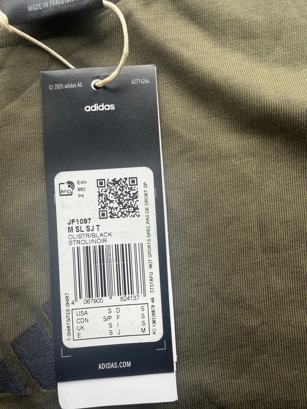 adidas Men’s Green Logo Crew Neck Short Sleeve T-Shirt S JF1097