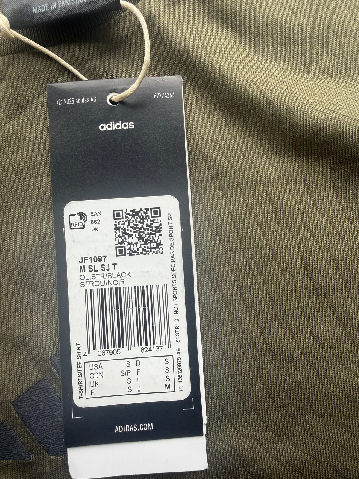 adidas Men’s Green Logo Crew Neck Short Sleeve T-Shirt S JF1097