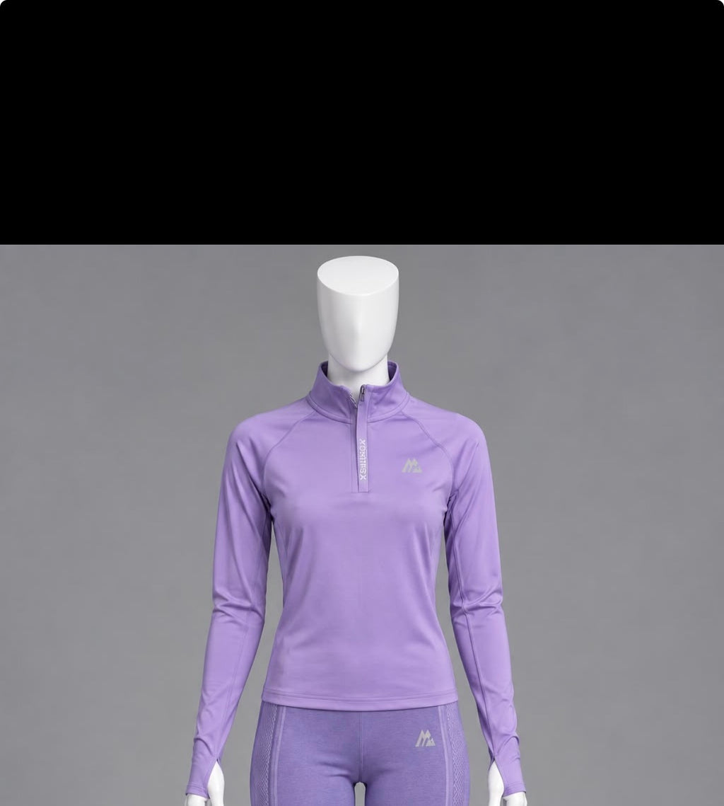 Montirex GIRLS Purple Long Sleeve 1/4 Zip Top LARGE