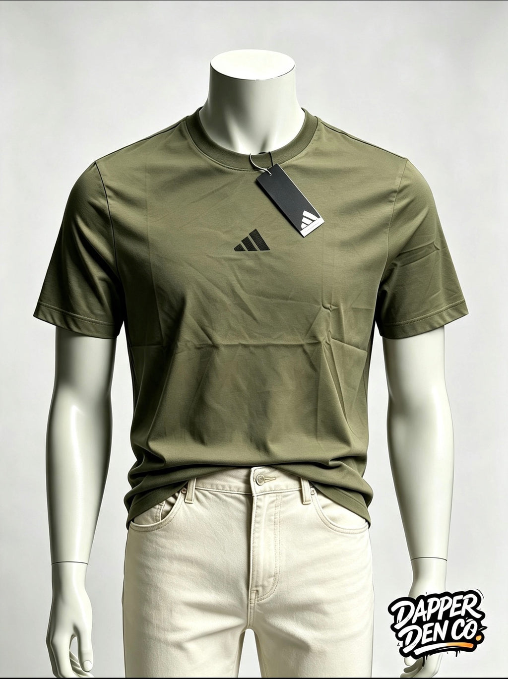 adidas Men’s Green Logo Crew Neck Short Sleeve T-Shirt S JF1097