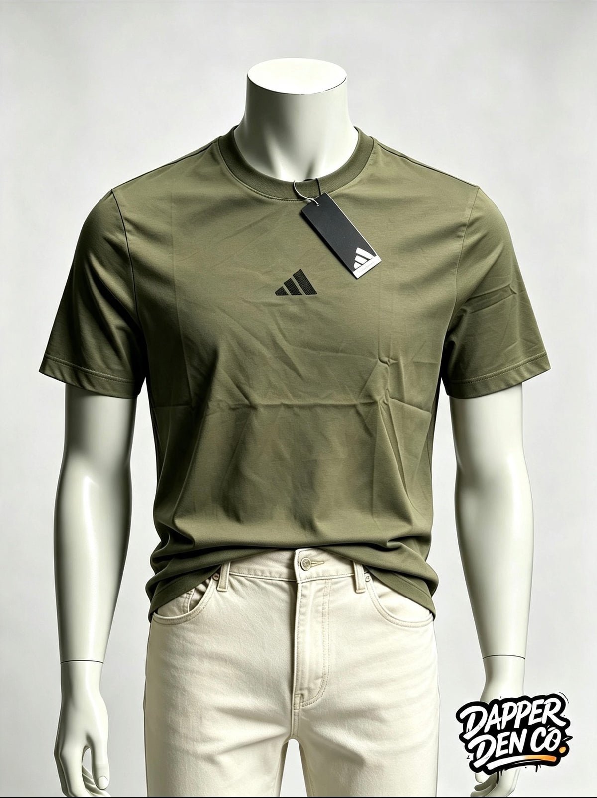 adidas Men’s Green Logo Crew Neck Short Sleeve T-Shirt S JF1097