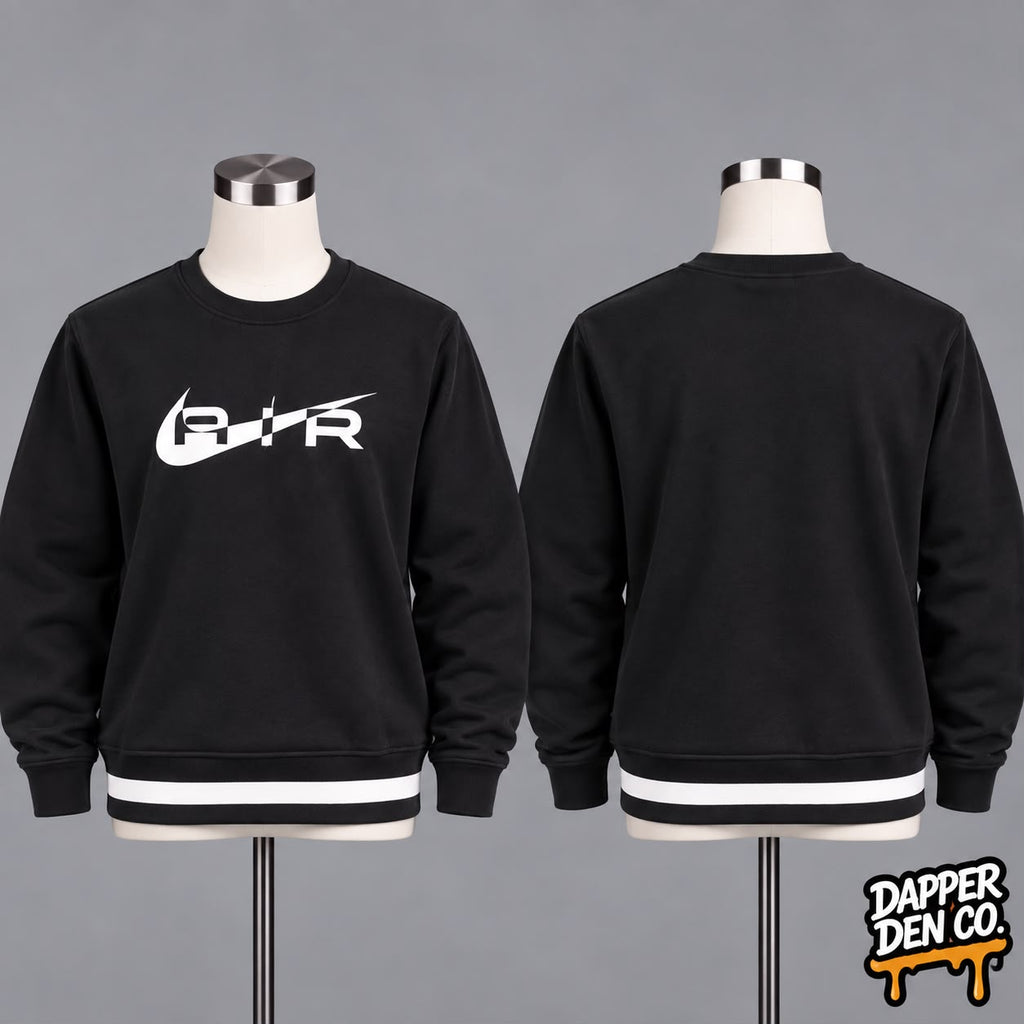 Nike Air Men's Black Pullover Crew Neck Graphic Sweatshirt LARGE FN7692-010