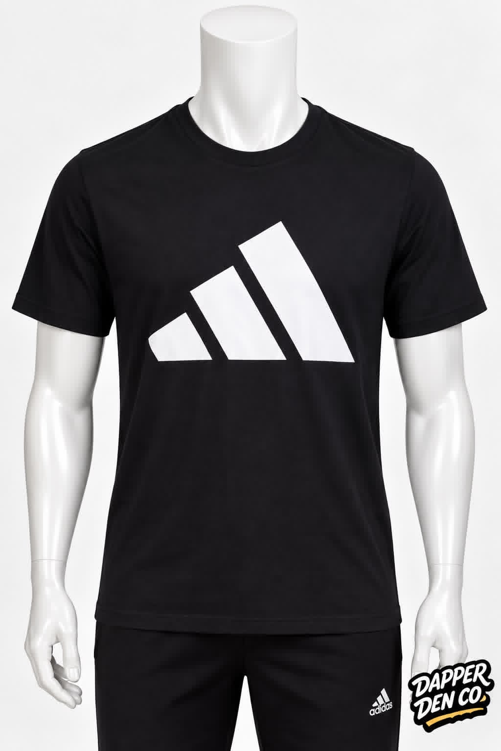 adidas Men’s Black Logo Graphic Print Crew Neck Short Sleeve T-Shirt M