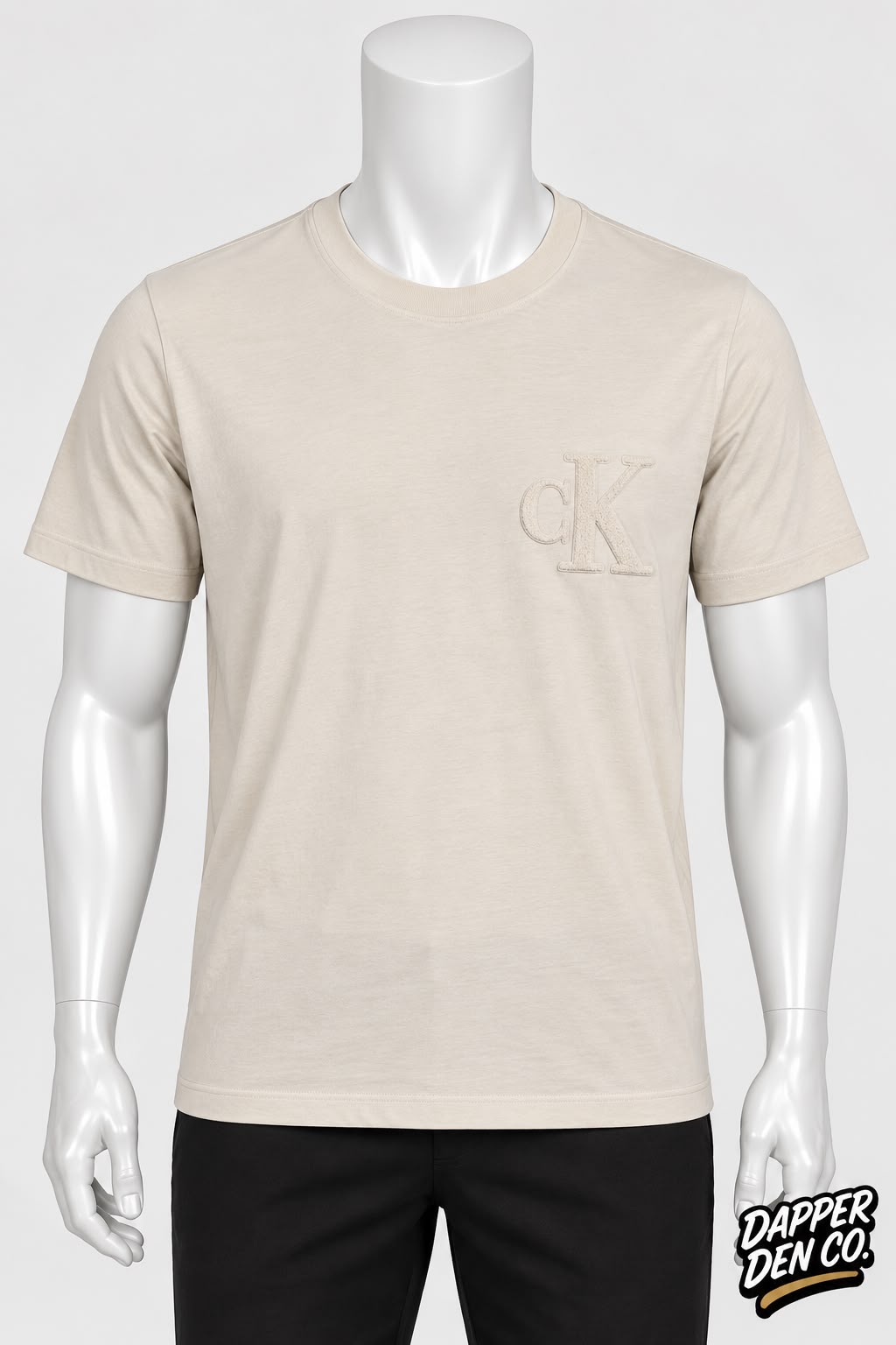 Calvin Klein Jeans Men’s Beige Logo Crew Neck Short Sleeve T-Shirt Size M