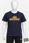 Nike Sportswear Unisex Kids Navy Logo Graphic T-Shirt Size L Cotton Crew