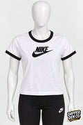 Nike Women’s The Nike Tee White/Black Logo Crew Neck Cotton Jersey T-Shirt S