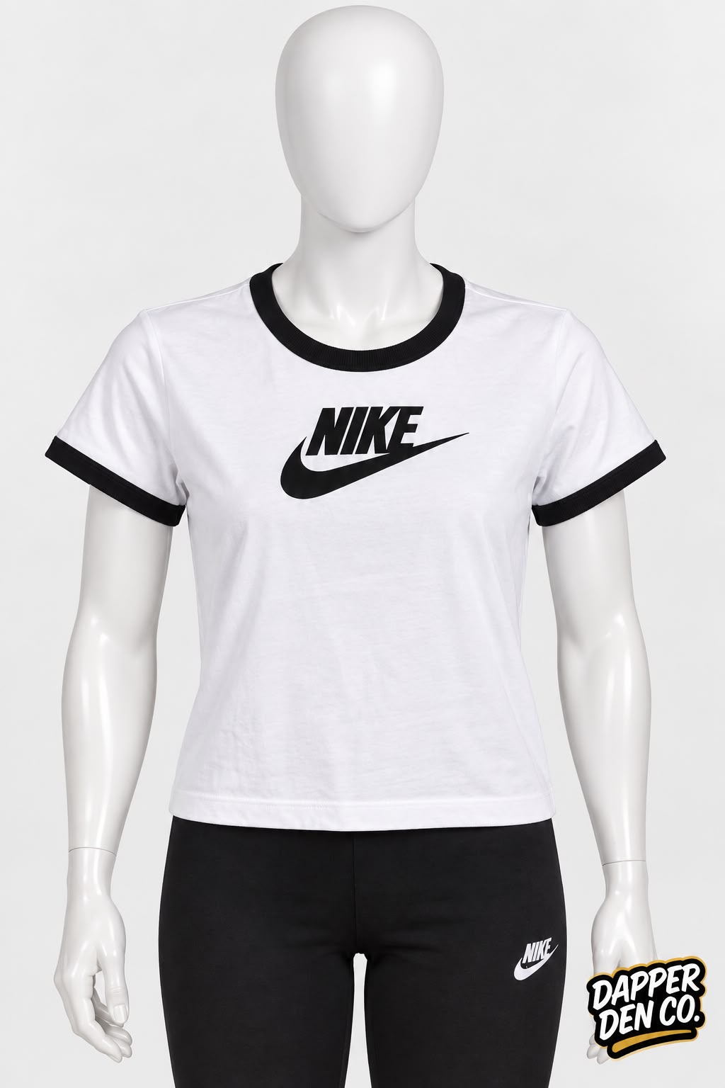 Nike Women’s The Nike Tee White/Black Logo Crew Neck Cotton Jersey T-Shirt S