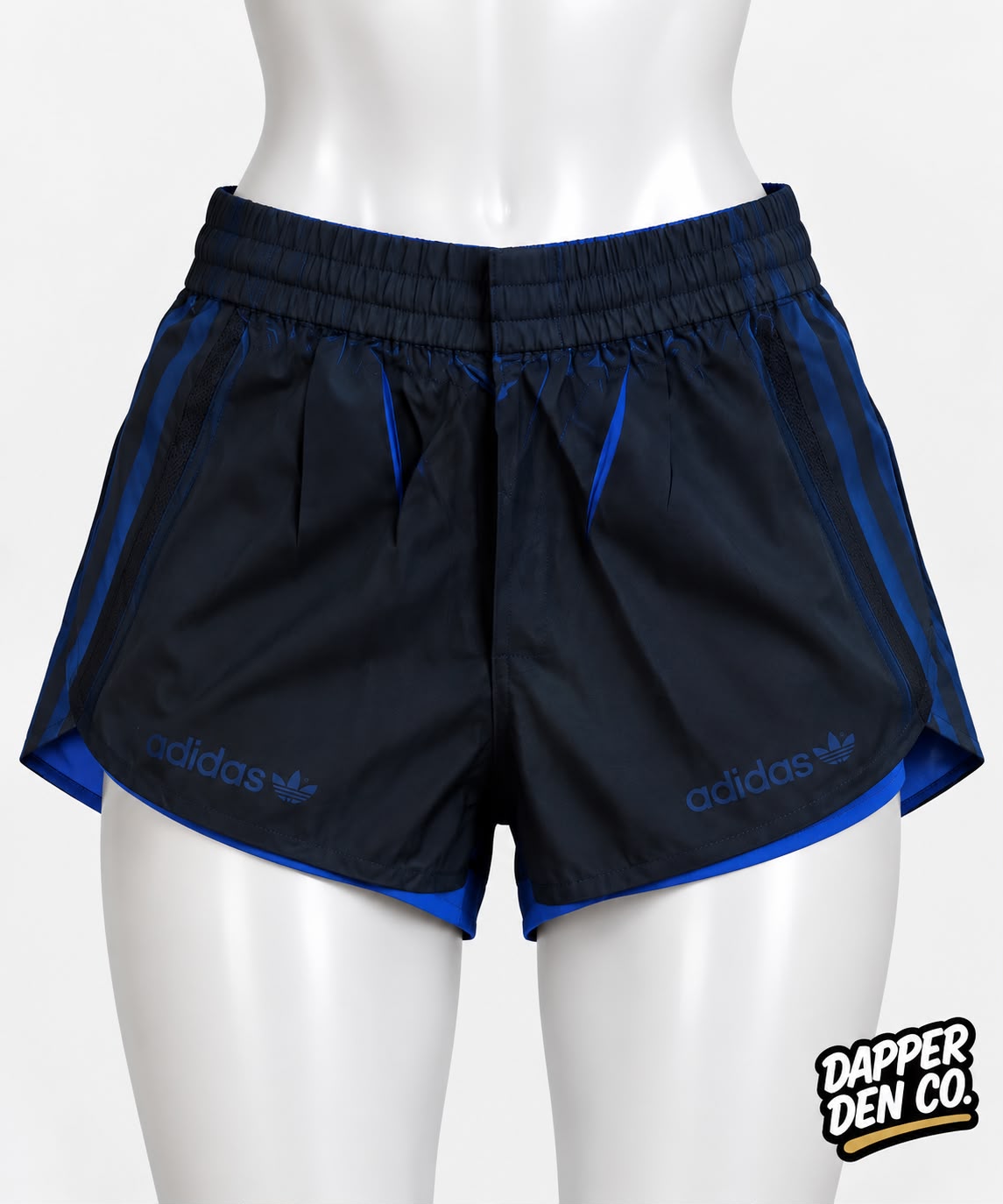 adidas Women’s Athletic Shorts L 34in Waist Blue/Black Striped HC0453 8-10size