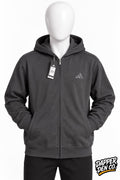 adidas Men's Black Full Zip Fleece Hooded Hoodie w/ Logo Pockets Size M IX1249