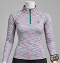 Montirex Women's 1/4 Zip Mock Neck Striped Activewear Top Multicolour XXS