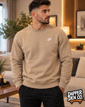 Nike Men's Beige Crew Neck Fleece Sweatshirt Logo XL BV2662-247
